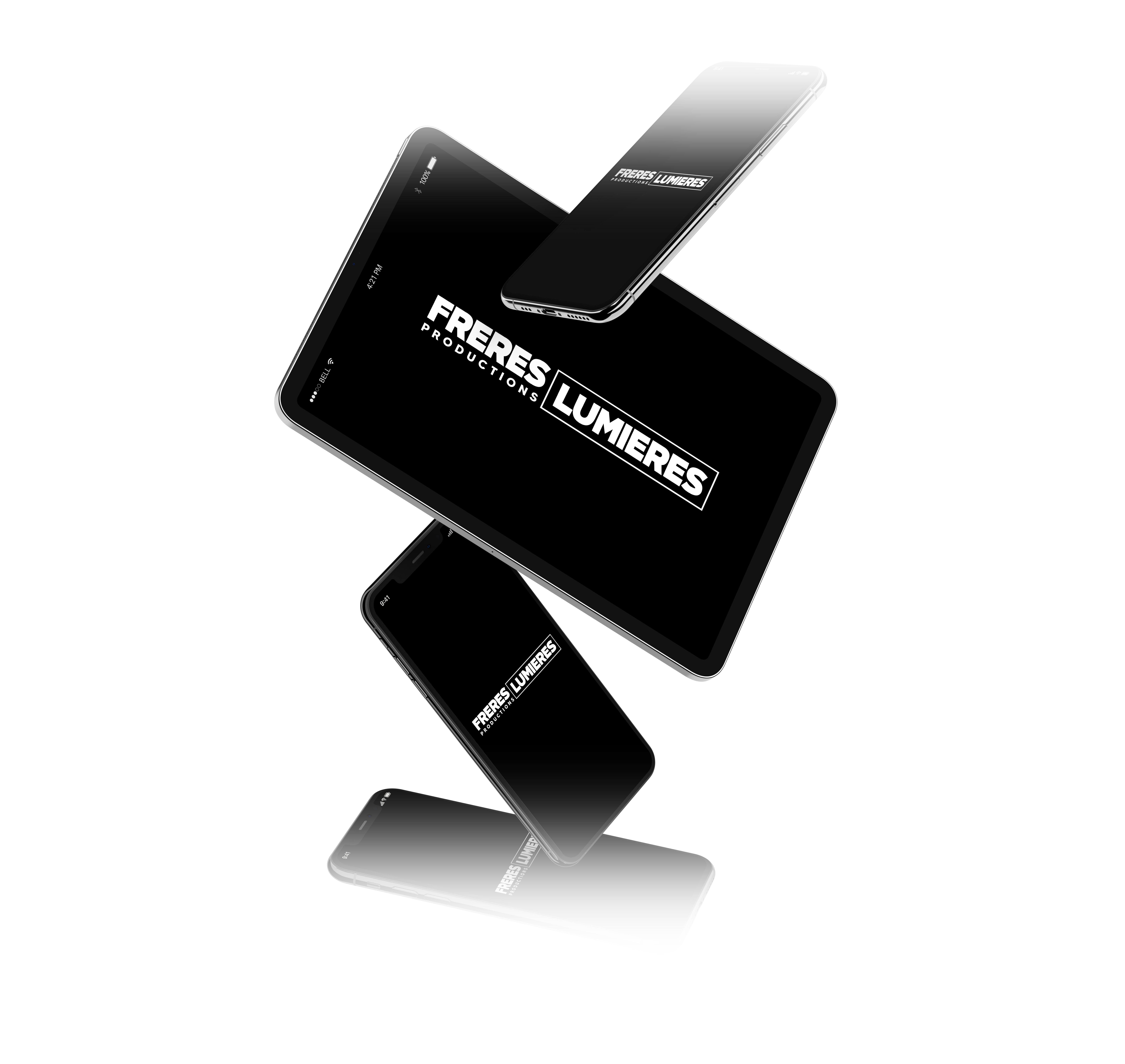 Logo Frères Lumières sur un ordinateur, un smartphone et une tablette